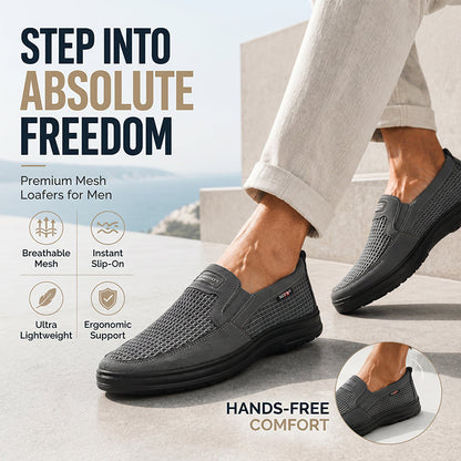 👟 50% RABATT – Lette & luftige slip-on sko for menn – pustende mesh – komfortabel – dempende – elastiske – 100% snørefrie – perfekt til hverdag, jobb og ferie