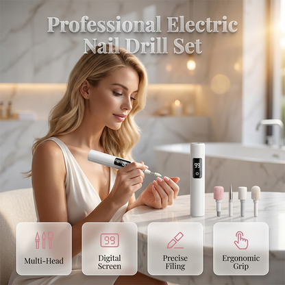 💅 50% RABATT – Elektrisk neglefil-sett – 4 hoder – digital kontroll – glatter tykke og ujevne negler – enkelt og raskt