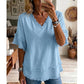 👚 50% RABATT – Stilig V-hals topp – løs passform – frynsede kanter – pustende stoff – allsidig – for sommer og hverdag