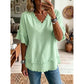 👚 50% RABATT – Stilig V-hals topp – løs passform – frynsede kanter – pustende stoff – allsidig – for sommer og hverdag
