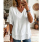 👚 50% RABATT – Stilig V-hals topp – løs passform – frynsede kanter – pustende stoff – allsidig – for sommer og hverdag