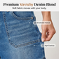 👖 50% RABATT – Stretchbare bermuda-jeans – premium denim med stretch – cargo-lommer – middels høy midje – flatterende passform – for en aktiv hverdag