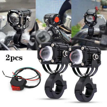 💎 50% RABATT – 2 LED motorsykkellykter med fjernkontroll – 12-80V – høy/lav stråle – vanntett – for motorsykkel, scooter og e-sykkel – tryggere og bedre sikt