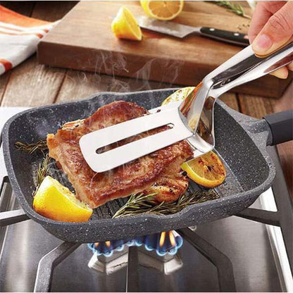 🥩 KJØP 1, FÅ 1 GRATIS – Rustfrie kjøkkentenger – 18/8 rustfritt stål – varmebestandig til 800°C – spaltedesign – grytefast – for grilling, steking og servering