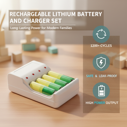 🔋 50% RABATT – Gjenoppladbart litiumbatteri og lader – kompakt sett – for hjem, bil og verktøy