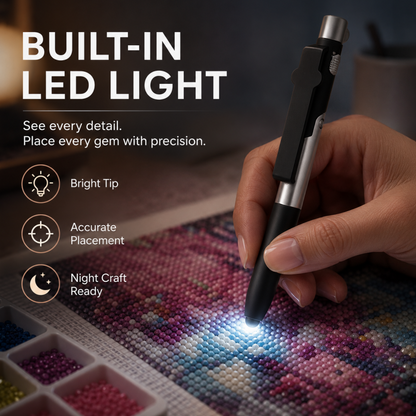 💎 50% RABATT – 3-i-1 diamantmalingspenn med LED-lys – ergonomisk – presis spiss – kompakt – for presisjonsarbeid og kreativitet – reduserer øyetretthet