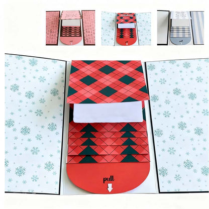 🎄✨ 2026 NYHET: 50 % RABATT – Gavekorthefte med fossefall – Kaskadedesign – Papiromslag – Juletema – Enkel å bruke – Slitesterk og gjenbrukbar – Perfekt til julegaver 🎁🎅🌟