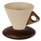 🍂 50% RABATT – Kaffekopp med spekklene og trehåndtak – matte glasure – varmeisolert – stabil trebase – for kaffe, te og latte – unik og håndlaget