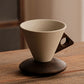 🍂 50% RABATT – Kaffekopp med spekklene og trehåndtak – matte glasure – varmeisolert – stabil trebase – for kaffe, te og latte – unik og håndlaget