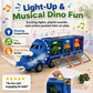 🦕🚗 2026 NYHET: 50 % RABATT – Dinosaurbil-lanseringssett – Integrert oppbevaring – Lys og musikk – Spennende utløserknapp – Bærehåndtak – For fantasifulle eventyr 🎶🌟🛡️