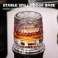 🥃 50% RABATT – 360° roterende whiskeyglass – stabil base – pregede mønstre – premium matvaregodkjent glass – allsidig bruk