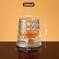 🥃 50% RABATT – 360° roterende whiskeyglass – stabil base – pregede mønstre – premium matvaregodkjent glass – allsidig bruk