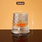 🥃 50% RABATT – 360° roterende whiskeyglass – stabil base – pregede mønstre – premium matvaregodkjent glass – allsidig bruk