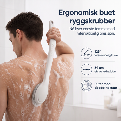 🧽 50% RABATT – Ergonomisk buet ryggskrubb – dyp eksfoliering – sklisikkert grep – for dusj, reise og trening – holdbar og hygienisk