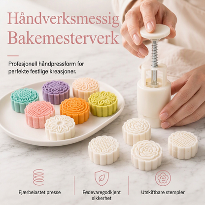 🍪✨ NÅ: 50 % RABATT I EN BEGRENSET PERIODE – Artisan Baking Stamp – Profesjonelt verktøy – Fjærbelastet – 3D-mønstre – Matsikker – For månekaker, småkaker og kaker 🎨🧁🛡️