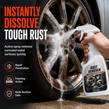 🧴✨ NÅ: 50 % RABATT I EN BEGRENSET PERIODE – Skummende rustfjerner-spray – Løser opp rust umiddelbart – Skum som henger fast – Til felger, verktøy og apparater – Langvarig metallbeskyttelse 🛡️🔧