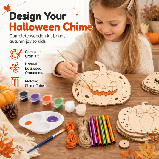 Lag din egen Halloween-dekorasjon – 50 % rabatt på gjør-det-selv-sett med gresskar i tre – Mal og dekorer – Flere ulike motiver – Perfekt for hele familien 💪🎨
