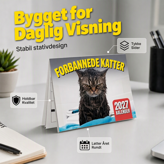 ⏳50 % RABATT ⏰2027 😾 Morsomme sure katter kalender – 12 måneder med daglig latter – perfekt til hjem og kontor