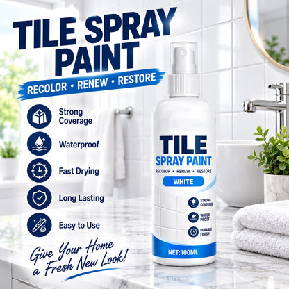 🚿 50% RABATT – Spraymaling for fliser – fornyer falmede og gulnede flater – dekker misfarging – for bad, kjøkken og vaskesoner