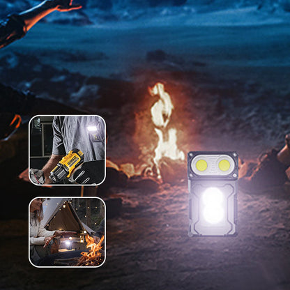 🧲 50% RABATT – Lommelykt med magnetfeste – 180° roterbart hode – hoved- & sidelys – varselmodus – USB-oppladbar – for bil, camping og nødsituasjoner🔦