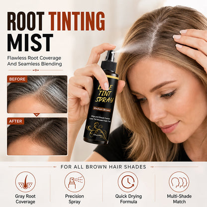 💇‍♀️ 50% RABATT – Hårfargespray for grå hårrøtter – dekker hvite hår umiddelbart – presisjonsdyse – rasktørkende – 4 brune nyanser