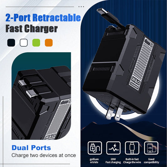 🔌 50% RABATT – Lader med uttrekkbare kabler – 120W PD3.0 – intelligent temperaturkontroll – kompakt design – for pendlere og reisende
