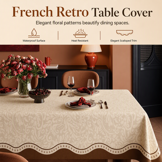🇫🇷✨ NÅ: 50 % RABATT I EN BEGRENSET PERIODE – Fransk retro-duk – Varmebestandig – Flekkavvisende overflate – Strukturert design – Bølgekant – Til både hverdag og fest – Slitesterk 🛡️🍽️