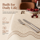 🇫🇷✨ NÅ: 50 % RABATT I EN BEGRENSET PERIODE – Fransk retro-duk – Varmebestandig – Flekkavvisende overflate – Strukturert design – Bølgekant – Til både hverdag og fest – Slitesterk 🛡️🍽️
