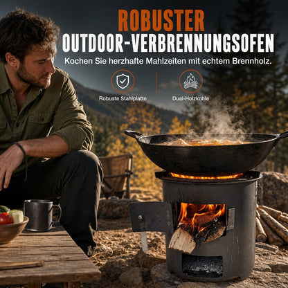 🔥 50 % RABATT! ⛺ Multifunksjonell bærbar ved- og trekullovn – rustbestandig, til camping, grilling og oppvarming ✨