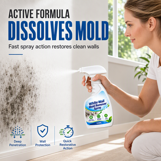 50 % rabatt på spray mot aktiv mugg – Dyptvirkende formel – Kraftig dyse – Gjør vegger plettfrie og hvite igjen – Perfekt for pussede vegger, hjørner og tak 💪🏠