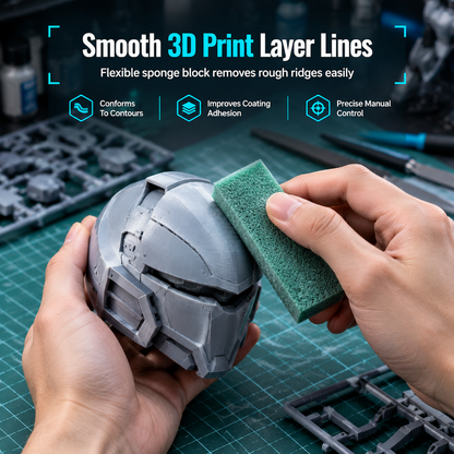 🔥 Kun 55 kr per stk｜🛠️ Slipe- og poleringssvamp for 3D-printede modeller – fleksibel slipeblokk – satinoverflate-for presisjonsmodellering
