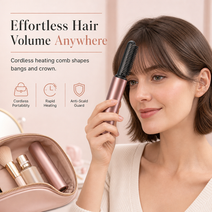 🔥 50% Rabatt – Kun i Begrenset Tid｜💇‍♀️ Trådløs varm keramisk kam – volum og pannelugg – kompakt og reisevennlig
