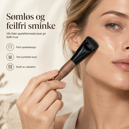 🖌️ Foundationpensel for sømløs påføring – tette fibre – ekte valnøttre – stripefri glød