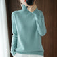 Solid turtleneck imitert cashmere strikket genser